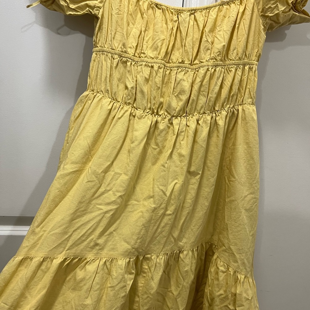 Vince Yellow Draped Puff Sleeve Dress Size 4 US $445 - Picture 8 of 8